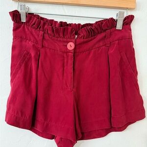 Sophia Eugene Silk Ruffle Waist Shorts Size 2 Pink Made in USA